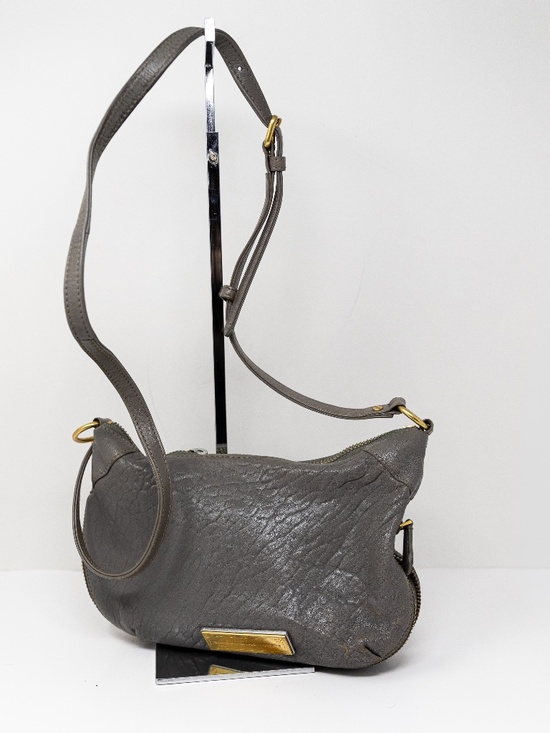 Marc Jacobs Handbags - Marc Jacobs Genuine Leather Convertible Crossbody Shoulder Purse Bag Gray Gold